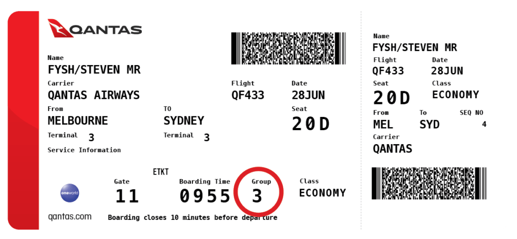 Example of change of Qantas ticket for domestic flights.