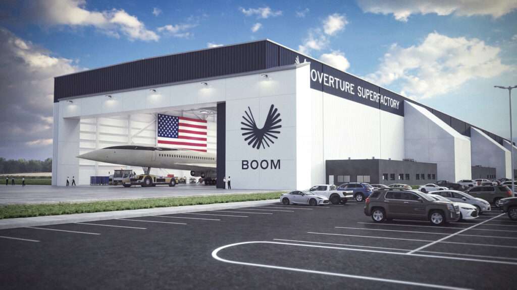 Render of Boom Supersonic factory in Greensboro, North Carolina.