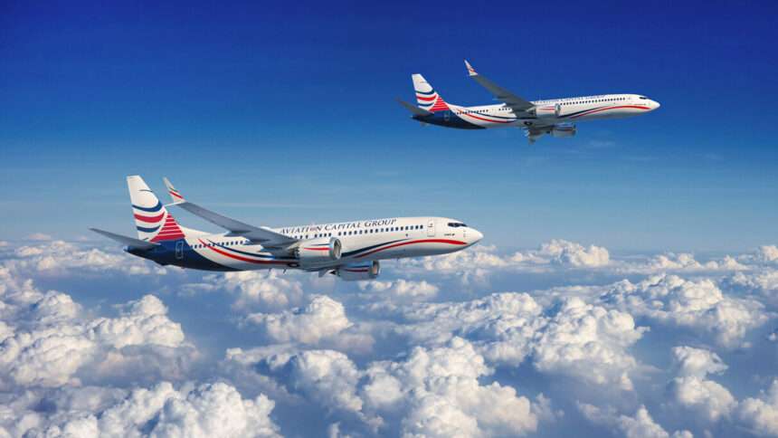 Two Boeing 737 MAX aircraft in flight.