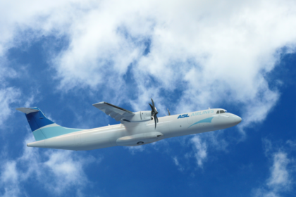 Render of an ASL Holdings ATR aircraft with ZeroAvia hydrogen-electric engines.