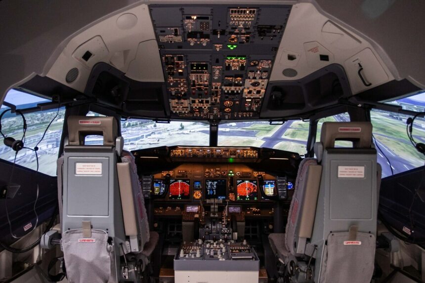 New Canadian North 737 NG flight simulator at Edmonton International Airport.