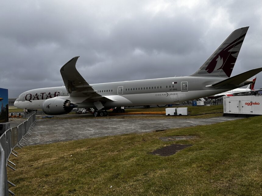 The Qatar Airways Boeing 787-9 Dreamliner was on display at the Farnborough Air Show 2024 this week. It's a work of art.
