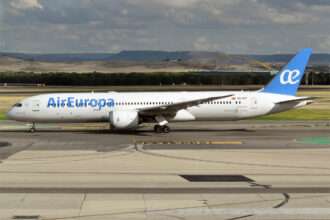An Air Europa Boeing 787, originally bound for Madrid, Spain remains grounded in Asuncion, Paraguay following a bird strike that took place on July 12.