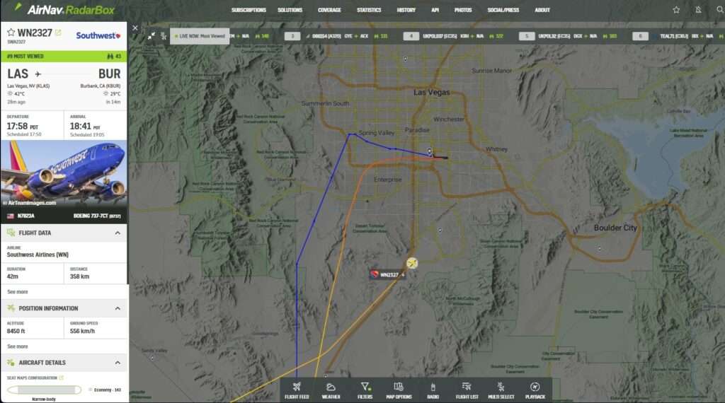 In the last few moments, a Southwest Airlines flight between Las Vegas and Burbank has declared an emergency.